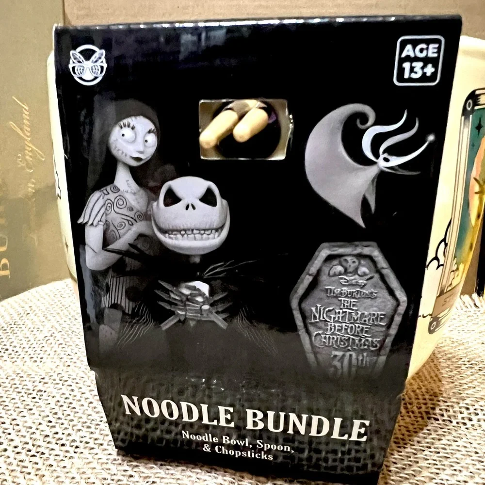 •Star Crossed Lovers• Nightmare Before Christmas 18oz Ramen Bowl Bundle - Picture 4 of 5